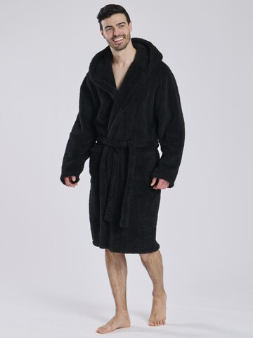Loungeable Long Bathrobe in Black: front