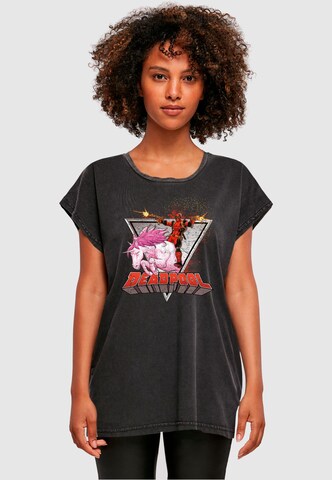 ABSOLUTE CULT T-Shirt 'Deadpool - Rides A Unicorn' in Schwarz: Vorderseite