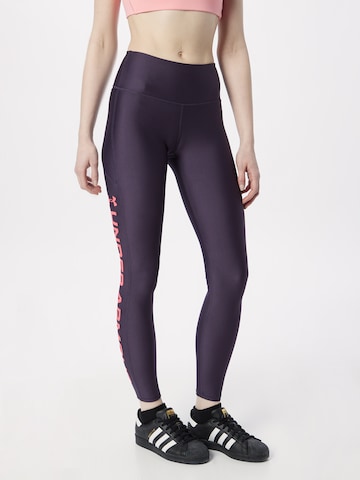 UNDER ARMOUR Skinny Workout Pants in Purple: front