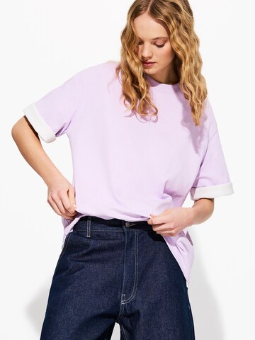 Bershka Oversize póló - lila: elől