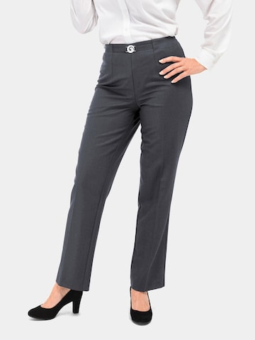 Goldner Regular Pleated Pants 'Martha' in Grey: front
