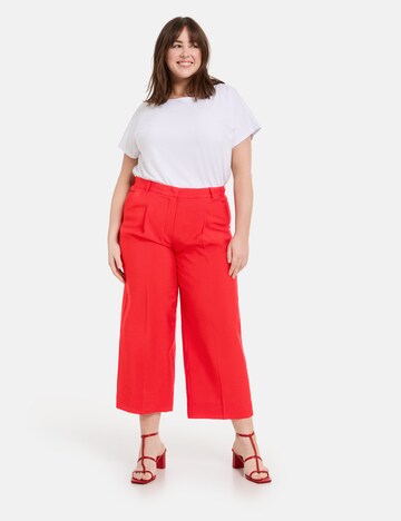 SAMOON Zvonové kalhoty Kalhoty se sklady v pase – červená