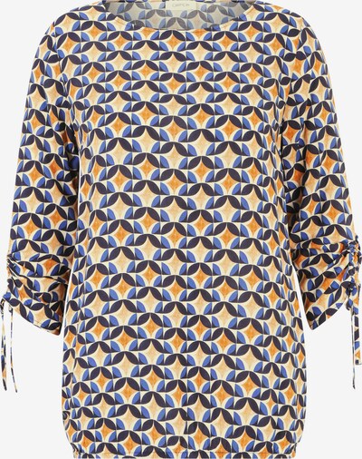 Cartoon Casual-Bluse mit Muster in camel / blau / gelb, Produktansicht