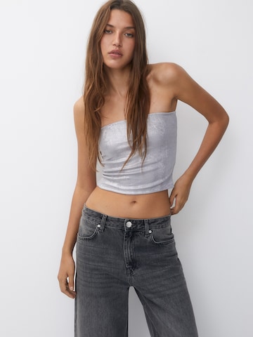 Pull&Bear Top - strieborná: predná strana