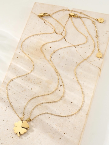 Chaîne 'Interlocking Clover & Heart' Hey Happiness en or