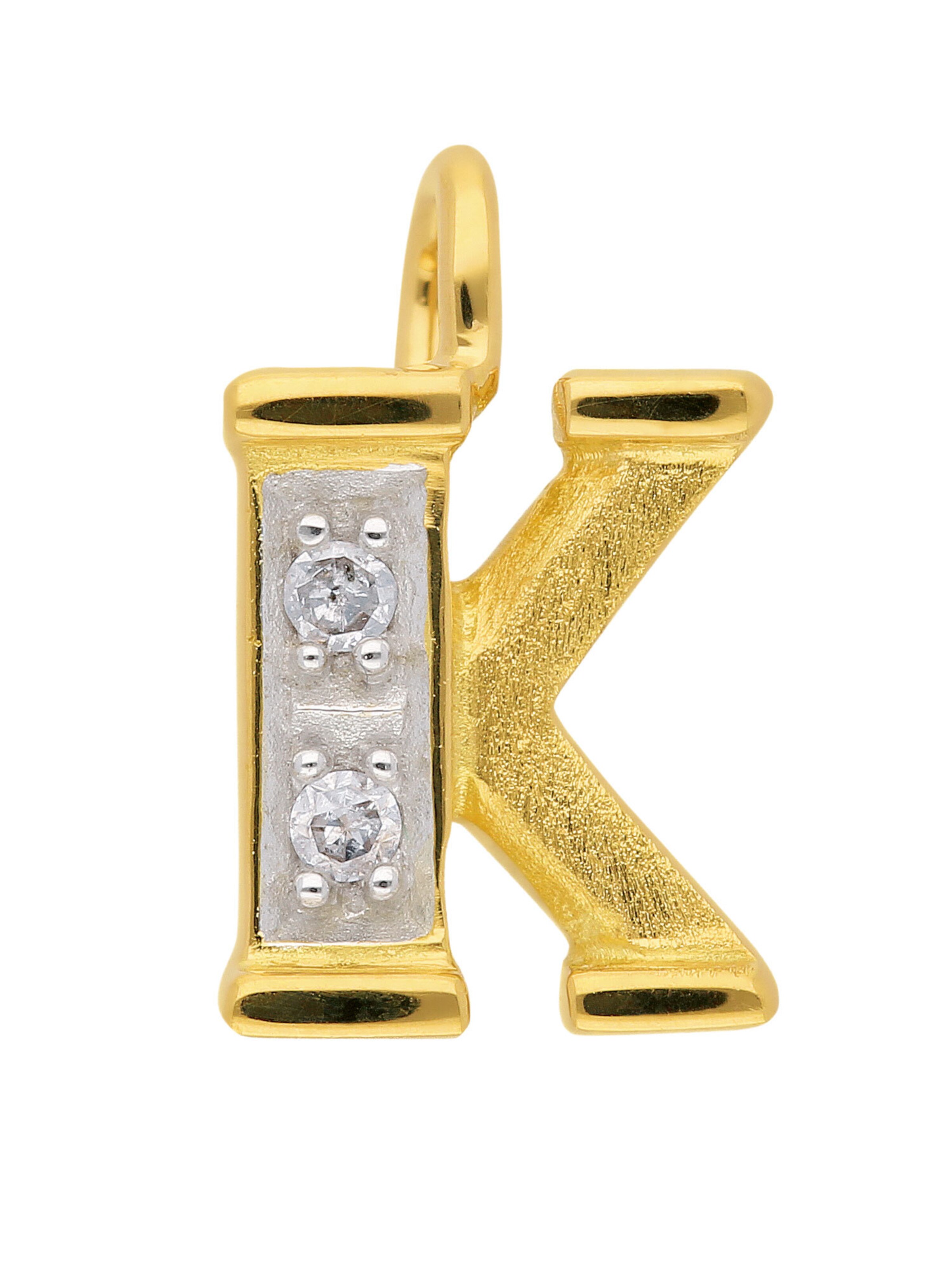 Adelia´s Anhänger 'K' in Gold: Vorderseite