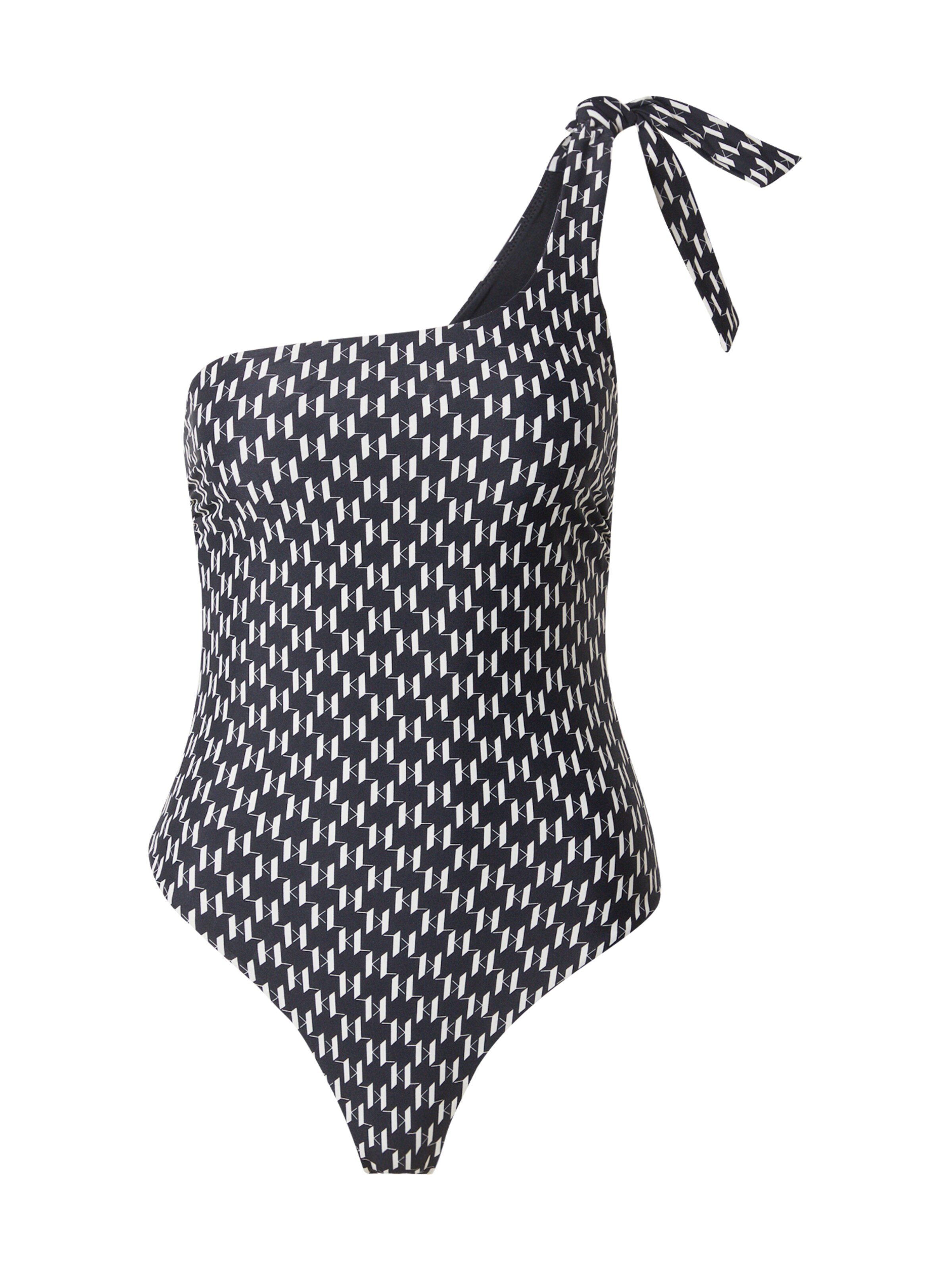 Karl Lagerfeld T-shirt сутиен Бански костюм 'CHEEKY' в черно: отпред