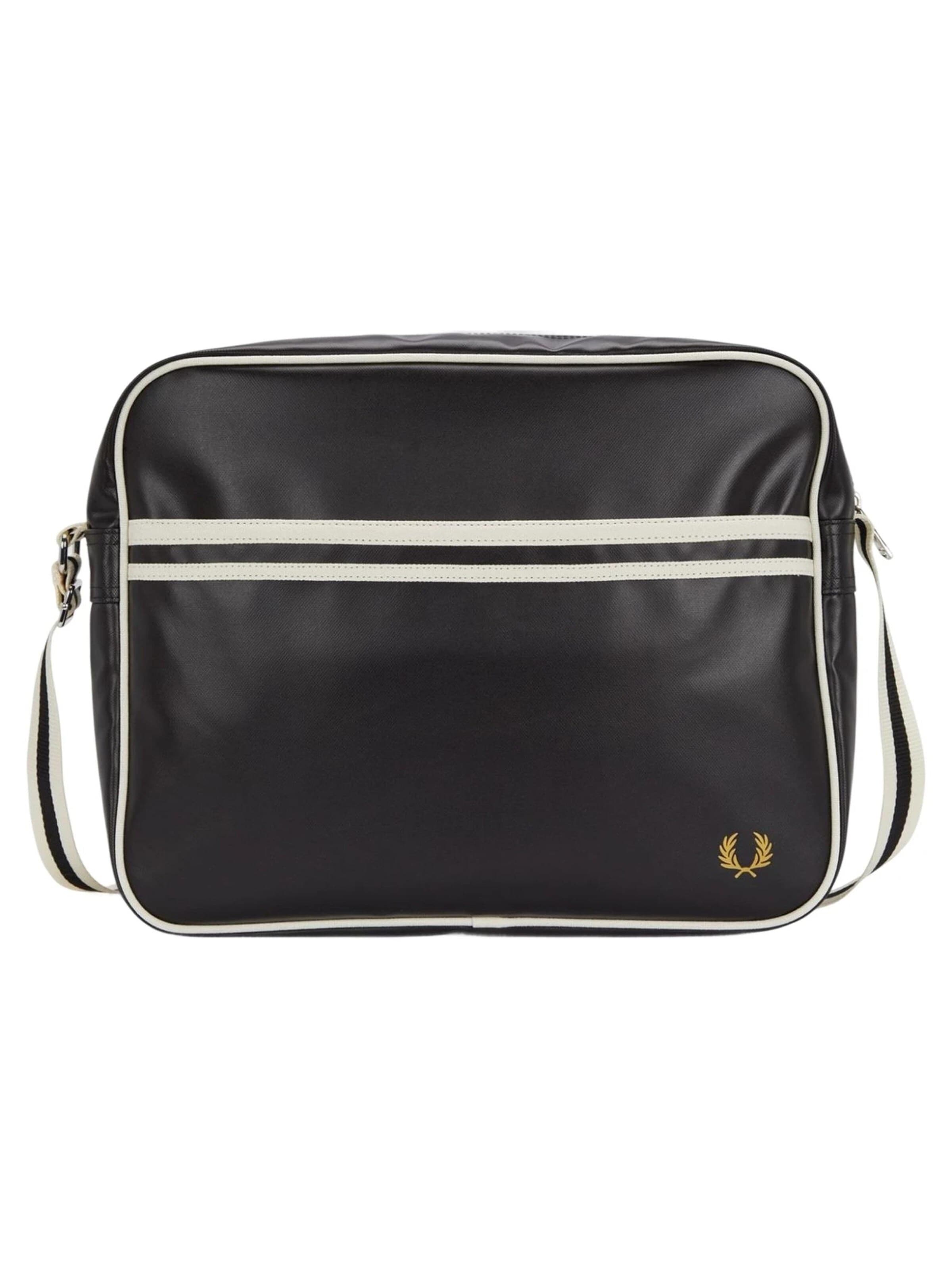 Fred PerryMessenger torba preko ramena 'Bolso fred perry negro franjas asa larga logo bordado' - crna boja: prednji dio