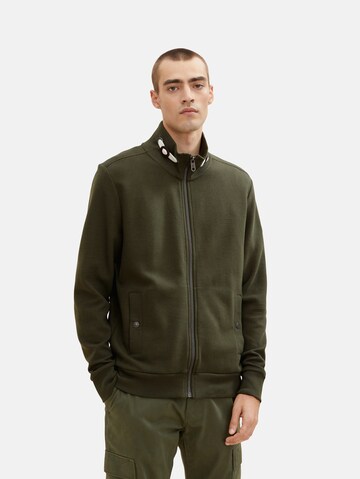 TOM TAILOR Zip-Up Hoodie in Green: front