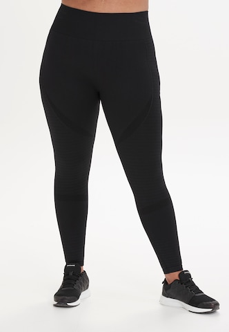 Q by Endurance Skinny Athletic Pants 'Cerine' in Black: front