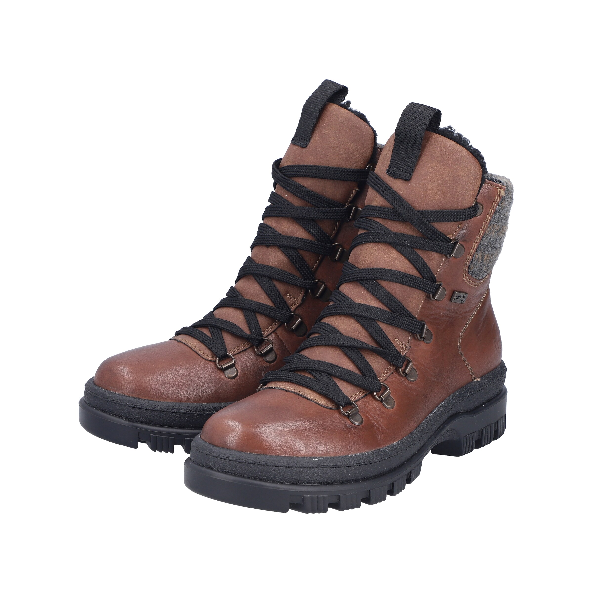 Rieker Lace-Up Ankle Boots in Brown