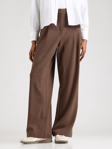 MSCH COPENHAGEN Wide leg Pleat-Front Pants 'Henrika' in Brown: front