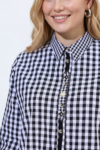 Ulla Popken Trachtenbluse in Schwarz