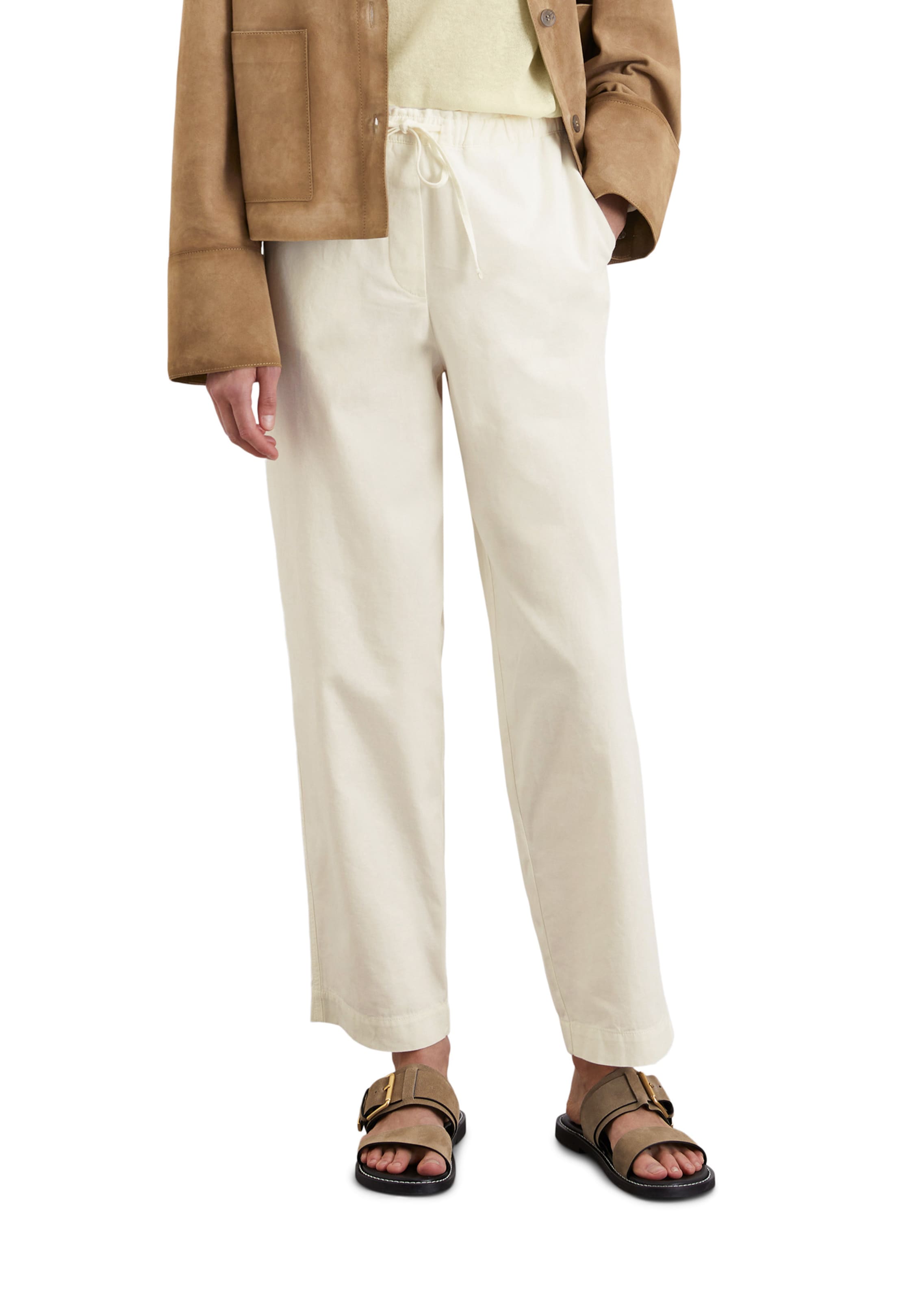 Marc O'Polo Tapered Pants in White: front