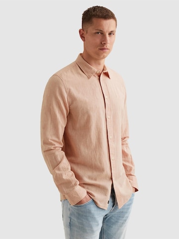 PME Legend Skjorta 'Cotton/linen shirt with embroidered logo' i rosa: framsida
