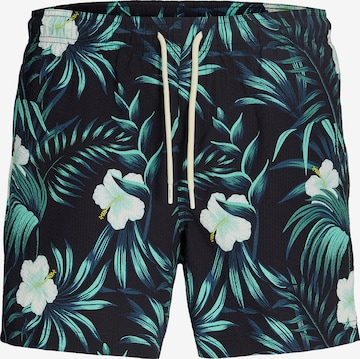 JACK & JONES Kratke kopalne hlače 'JPSTMAUI FLOWER' | črna barva: sprednja stran