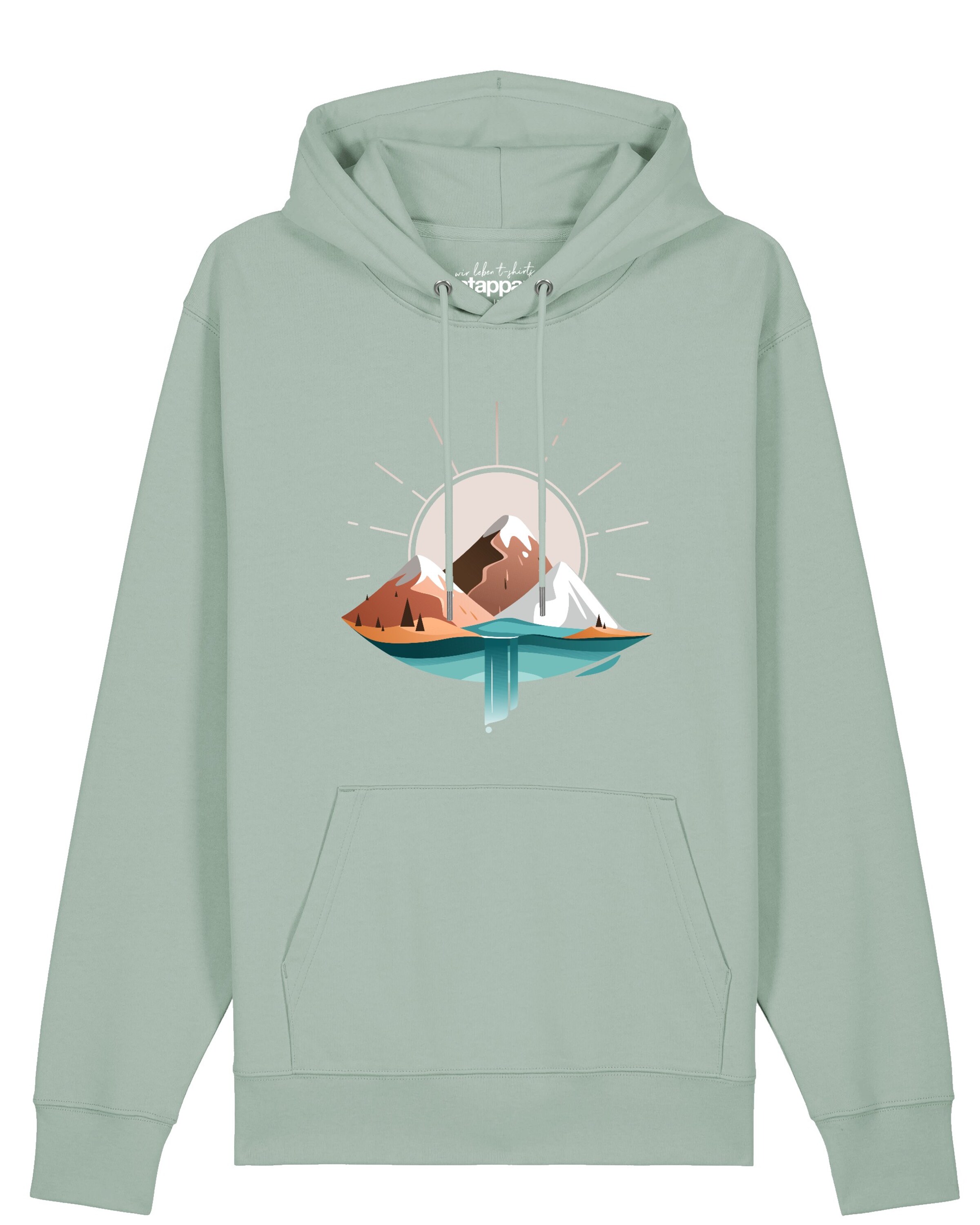 Felpa 'Sunrise & Lake' di Watapparel in verde: frontale
