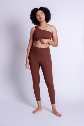 Girlfriend Collective Skinny Workout Pants in Brown