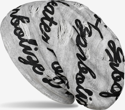 styleBREAKER Mütze 'Beanie mit Sprüche Print und Rissen' in 54-64 in weiß, Produktansicht