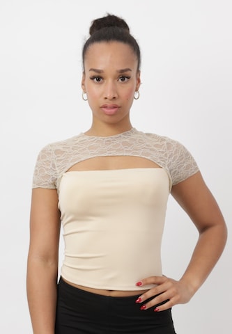 Elara Top in Beige: front