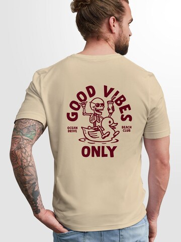 Neverless Shirt 'Good Vibes Rücken' in Beige