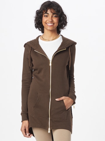 Urban Classics Zip-Up Hoodie in Brown: front