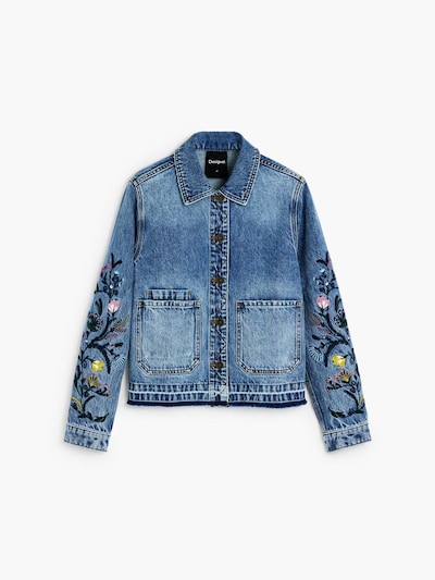 Desigual Přechodná bunda ve velikosti XS - modrá džínovina / žlutá / jedle / růžová, Produkt