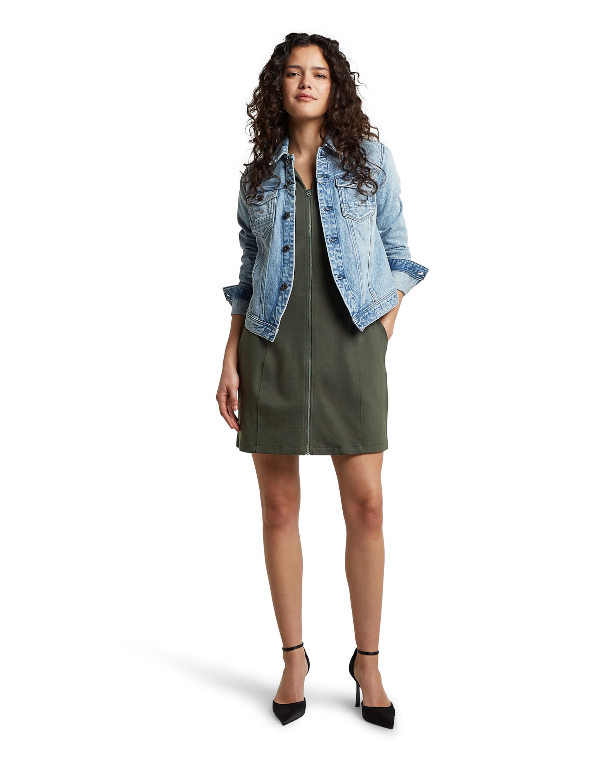 G-STAR Jurk 'Soft Sculpt Fit Flare Dress' in Grijs