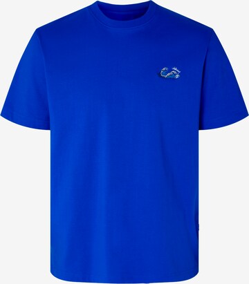 T-Shirt 'GARLAND' SELECTED HOMME en bleu : devant