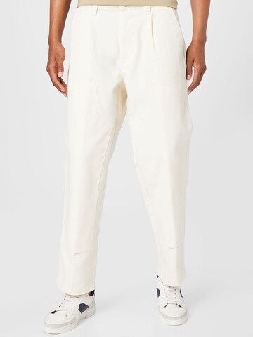 Regular Pantalon à pince 'Turner' Obey en blanc : devant