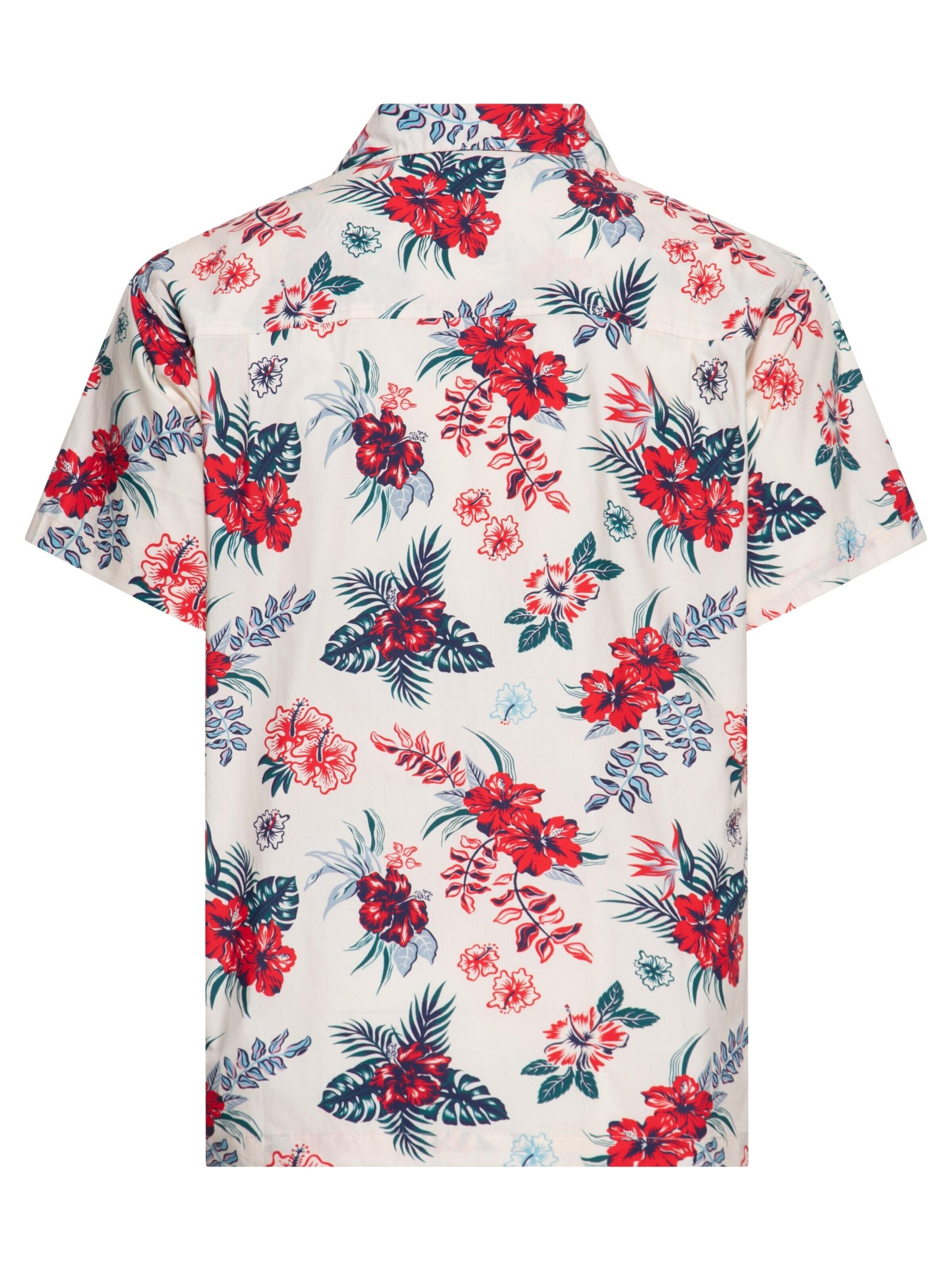 King Kerosin Regular fit Button Up Shirt 'Hibiscus' in White