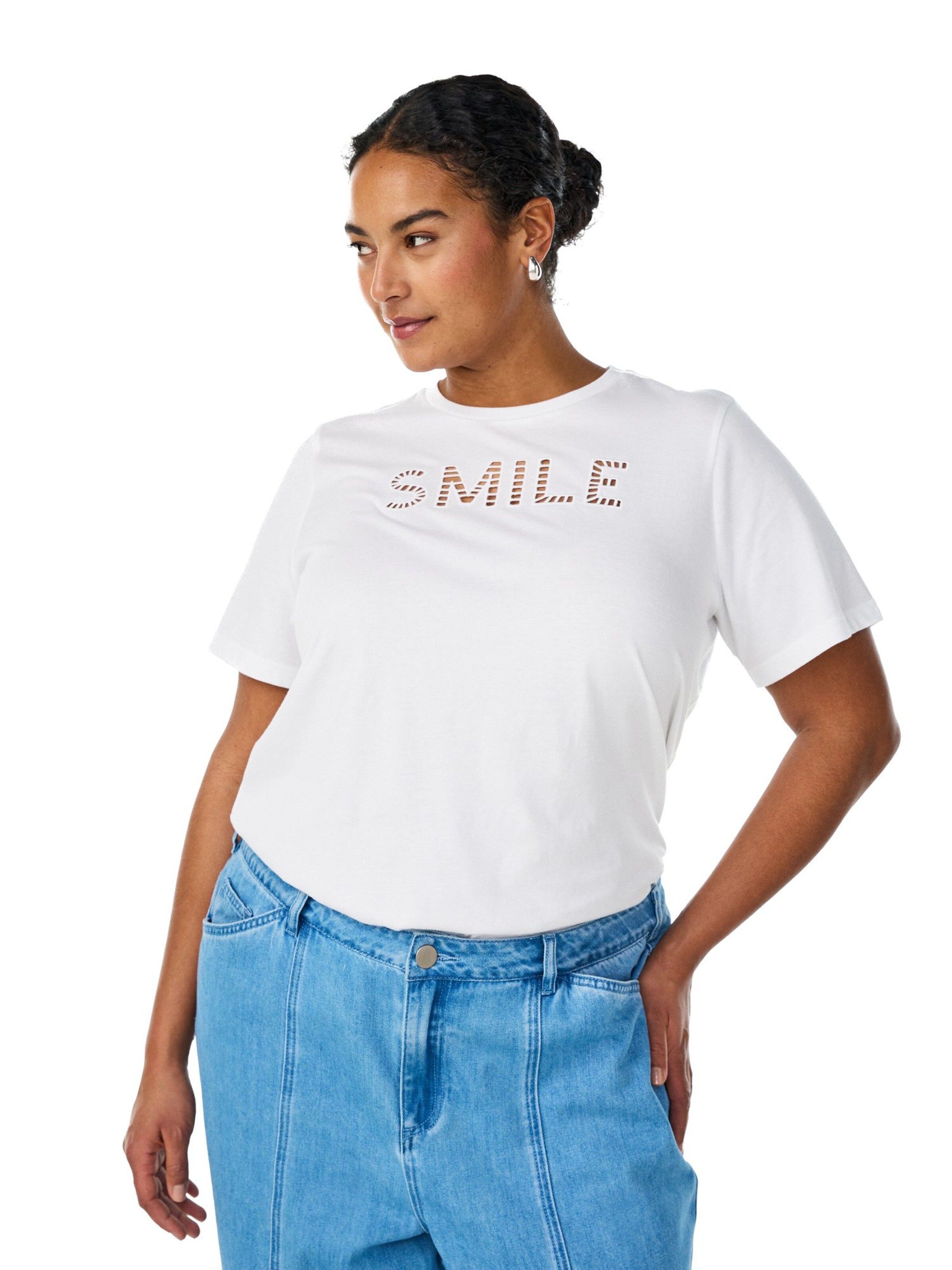 Zizzi Shirt 'MTEA' in Wit: voorkant