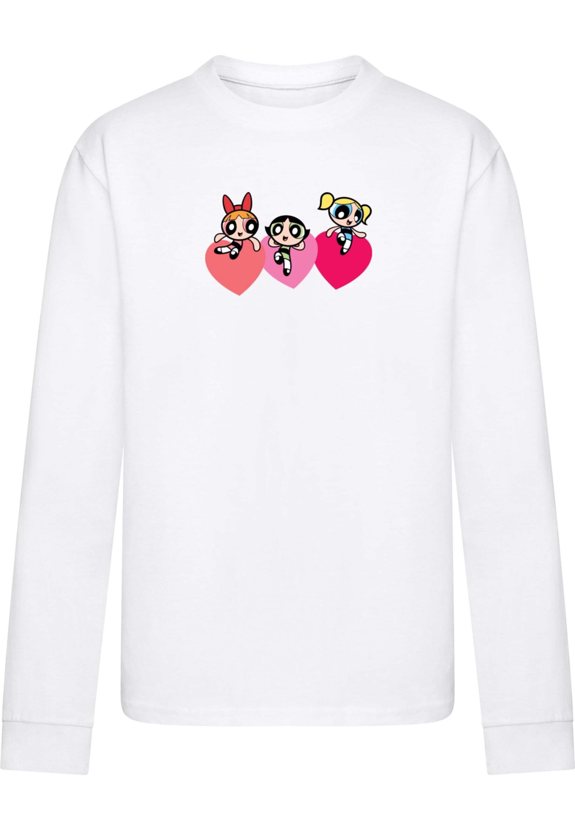 Maglietta 'The Powerpuff Girls - Triple Heart' di Merchcode in bianco: frontale