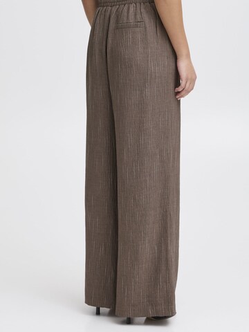 ICHI Wide leg Broek 'Ixremi' in Bruin