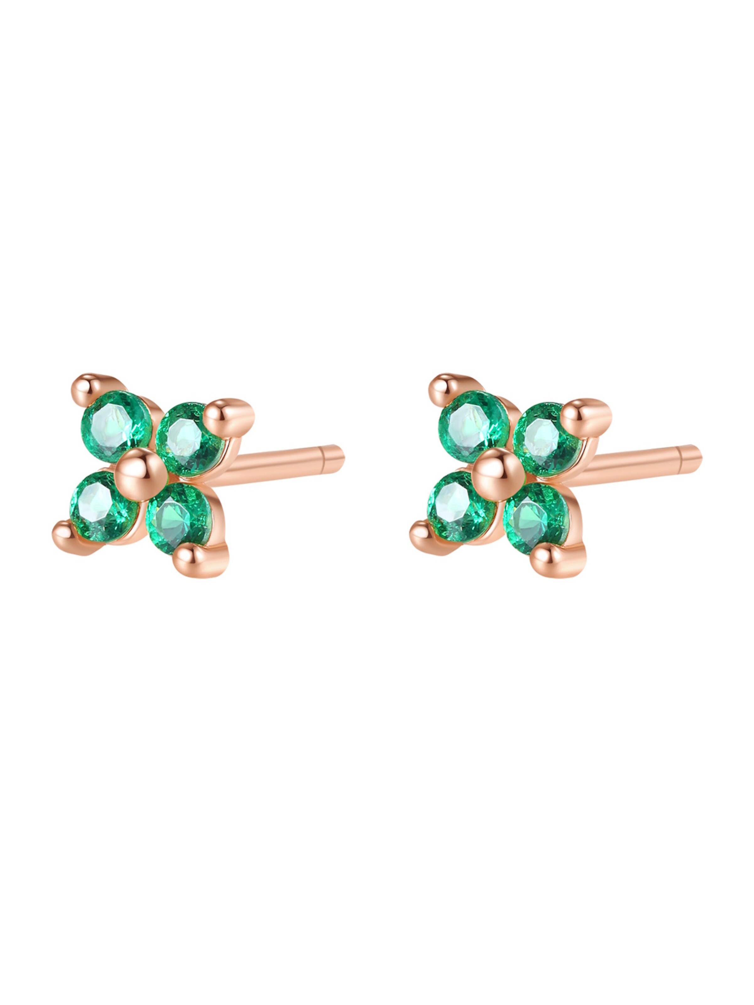 Hey Happiness - Pendientes 'Green Daisy' en oro: frente