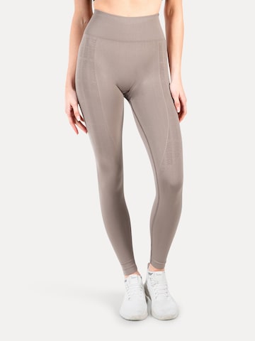 Coupe slim Leggings Smilodox en beige : devant