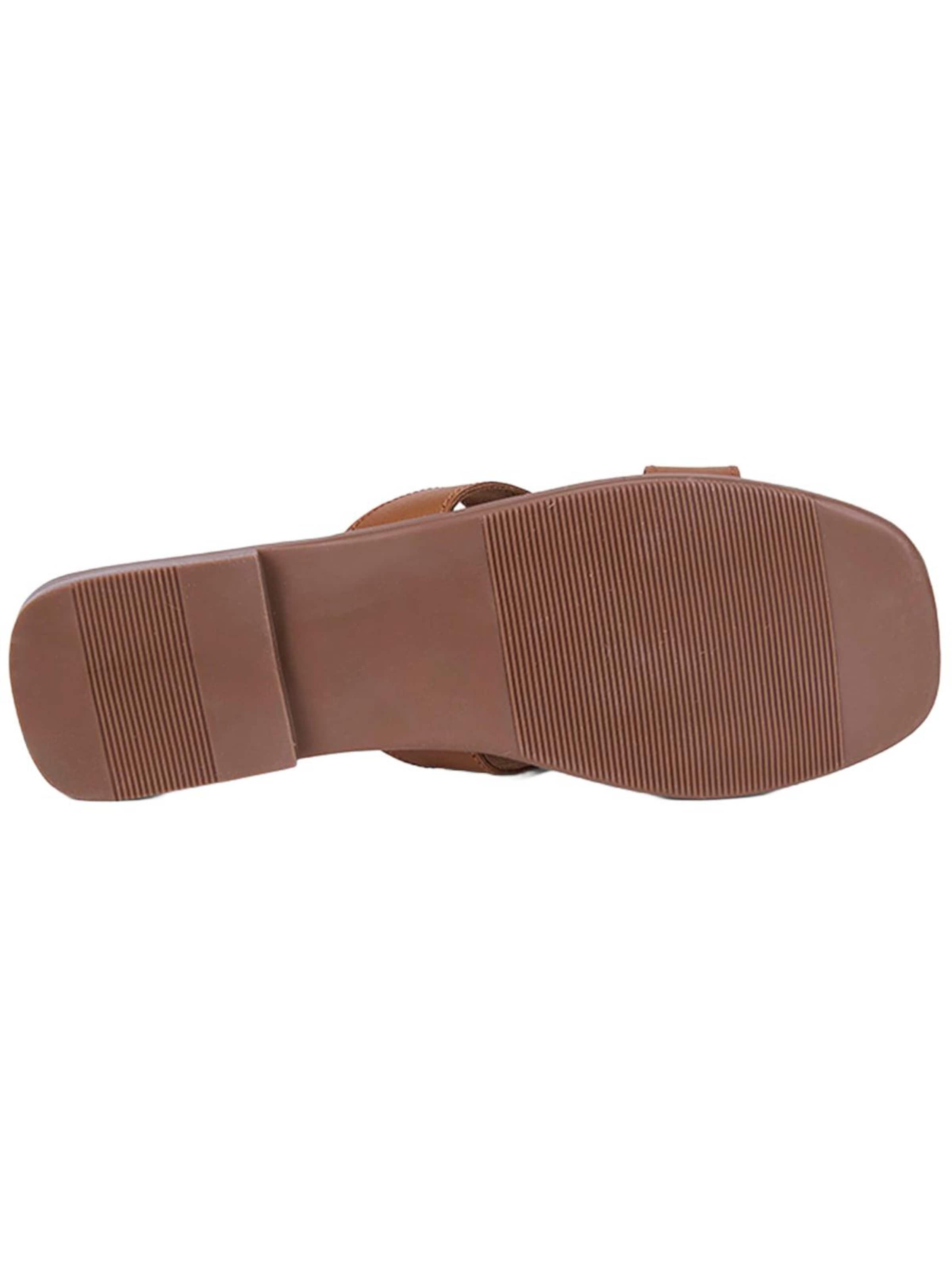 Mule 'DESA Damen-Lederpantoletten mit goldenen Details' Desa en marron