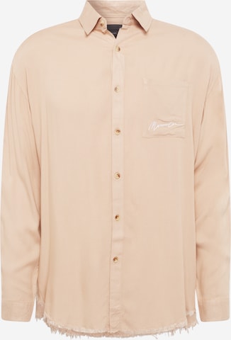 Mennace Comfort fit Button Up Shirt in Brown: front