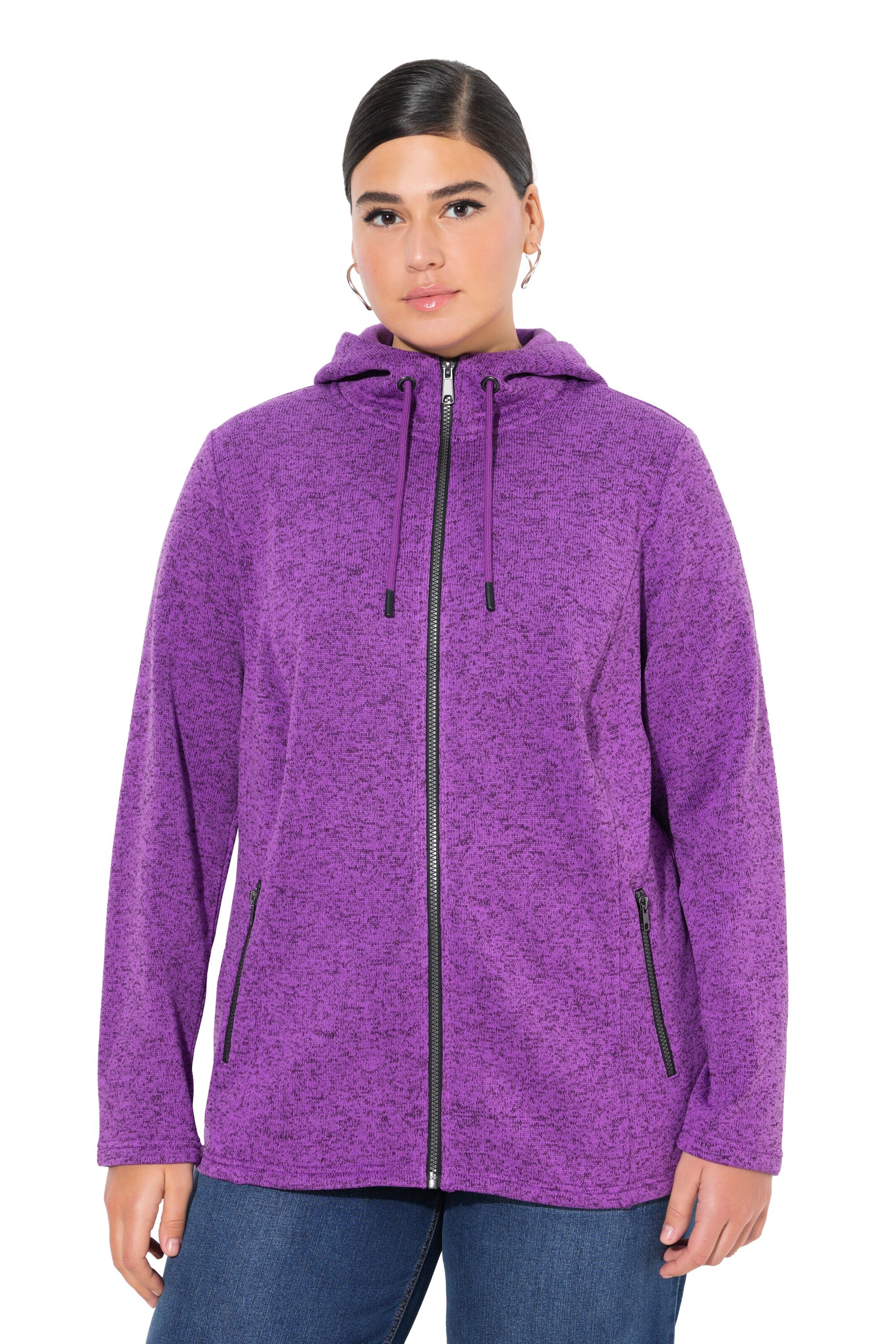 Ulla Popken Sweatjacke in Lila: Vorderseite