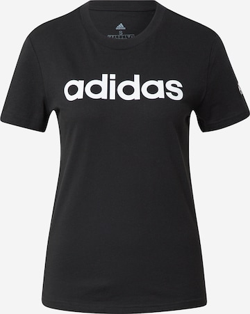 ADIDAS SPORTSWEARTehnička sportska majica 'Essentials  Logo' - crna boja: prednji dio