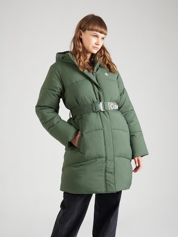 Calvin Klein Jeans Winter Coat in Green: front