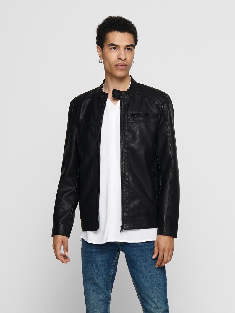 Jackets Only & Sons Leather jackets Black