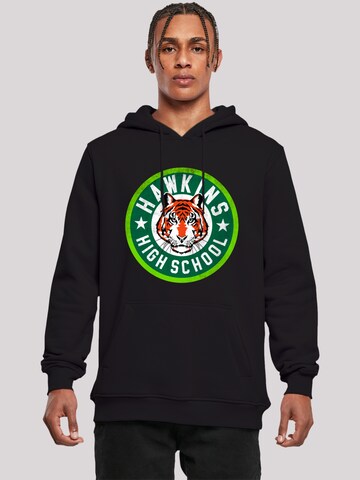 Sweat-shirt 'Stranger Things Hawkins Netflix TV Series' F4NT4STIC en noir : devant