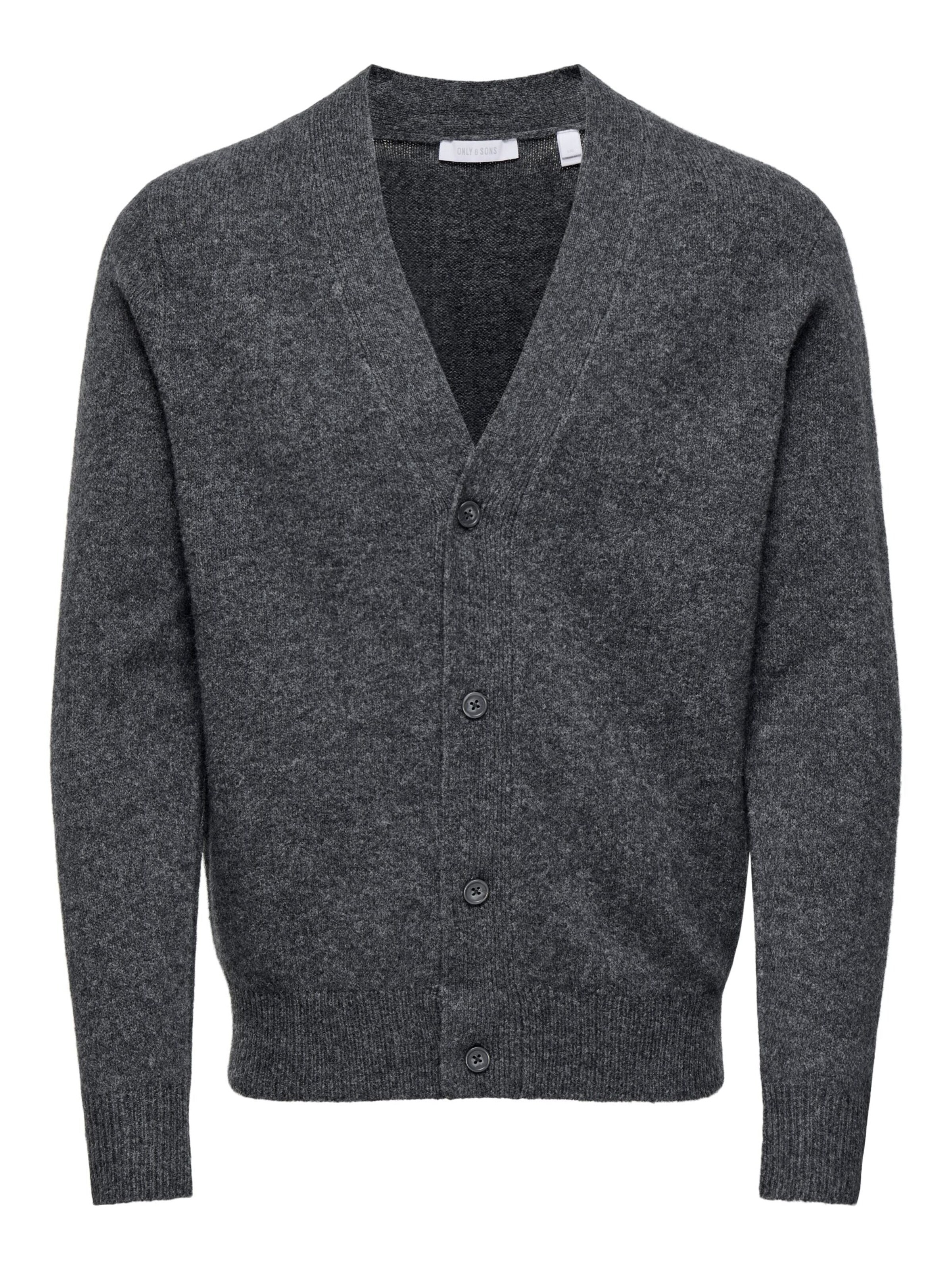 Only & Sons Gebreid vest 'Maglieria' in XL in de kleur Donkergrijs, Productweergave