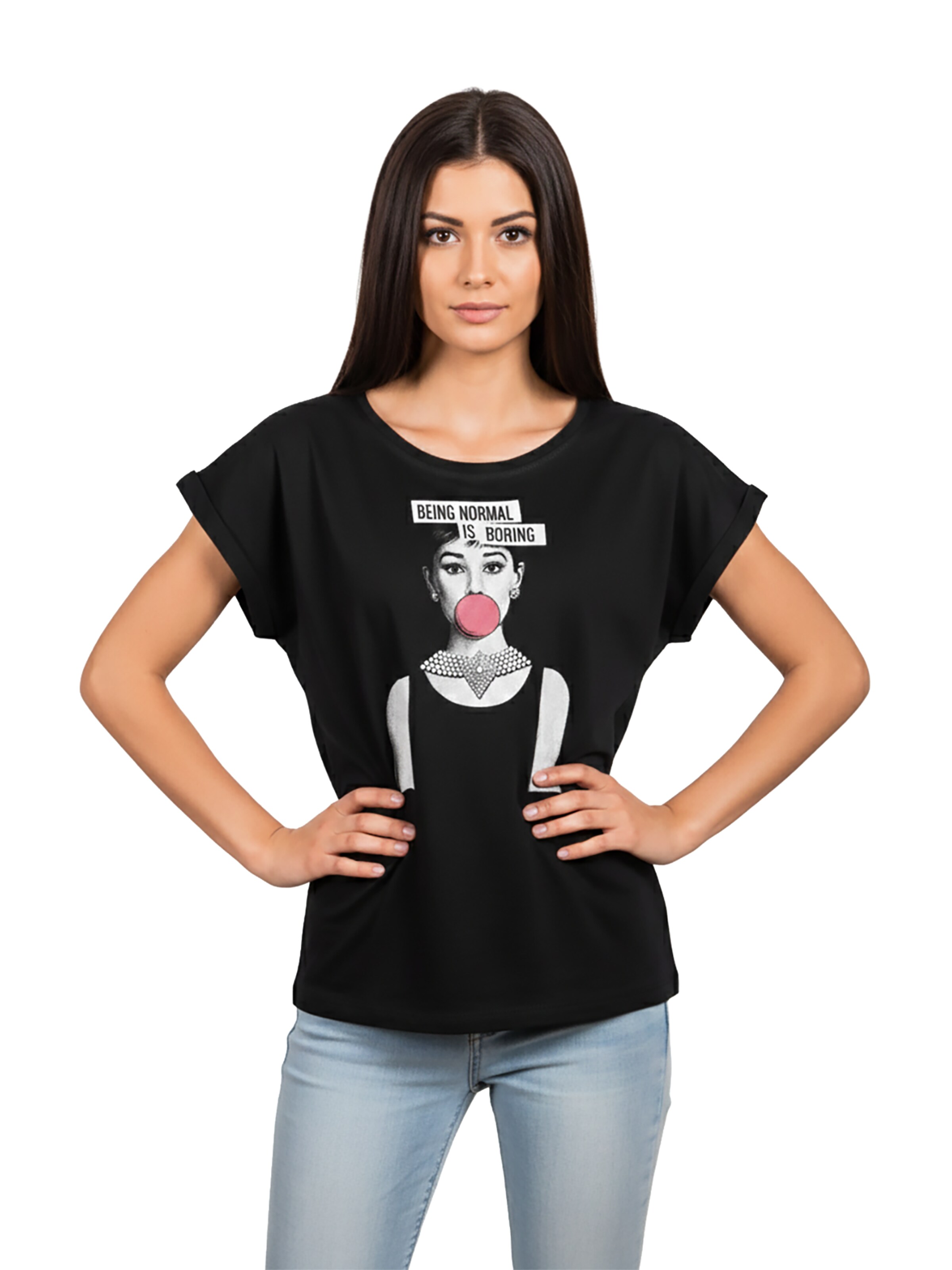 MAKAYA Shirt 'Normal is Boring' in Black: front