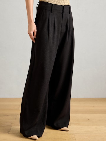 MOS MOSH Wide leg Pleat-front trousers 'MMEvie Bellevue' in Black