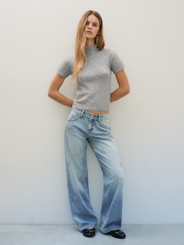 Bershka Wide leg Jeans in Blauw: voorkant