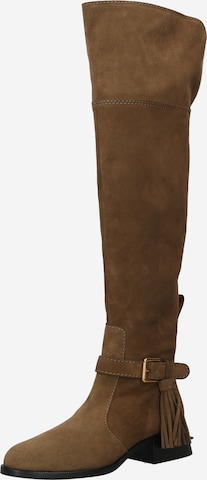 See by Chloé Over the Knee Boots 'LORY' in Green: front