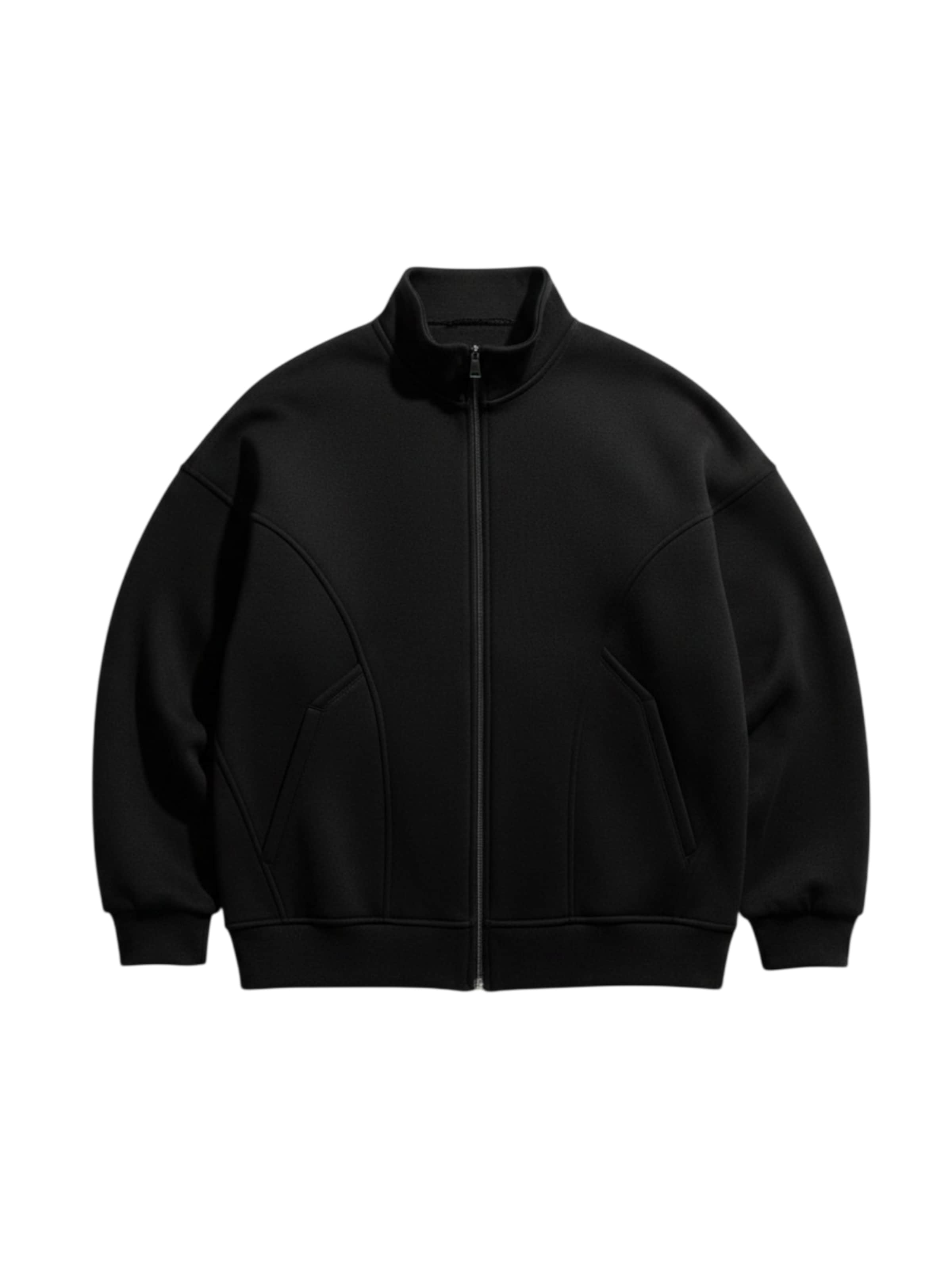 Kleidermafia - Sudadera 'Loose Fit Basic Zipper Jacket - Black' en negro: frente