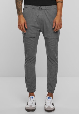 2Y Studios Tapered Cargo Pants in Grey: front